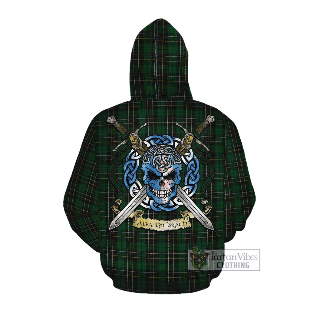 MacAlpine (MacAlpin) Tartan Cotton Hoodie with Family Crest Celtic Skull Style Pullover Hoodie - Tartan Vibes Clothing
