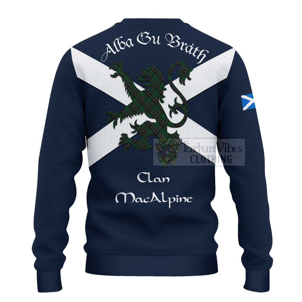 Tartan Vibes Clothing MacAlpine (MacAlpin) Tartan Lion Rampant Knitted Sweater – Proudly Display Your Heritage with Alba Gu Brath and Clan Name