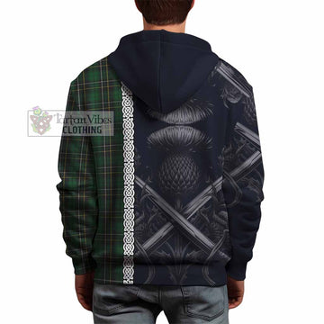 Tartan Vibes Clothing MacAlpine (MacAlpin) Tartan Hoodie with Family Crest Cross Sword Thistle Celtic Vibes