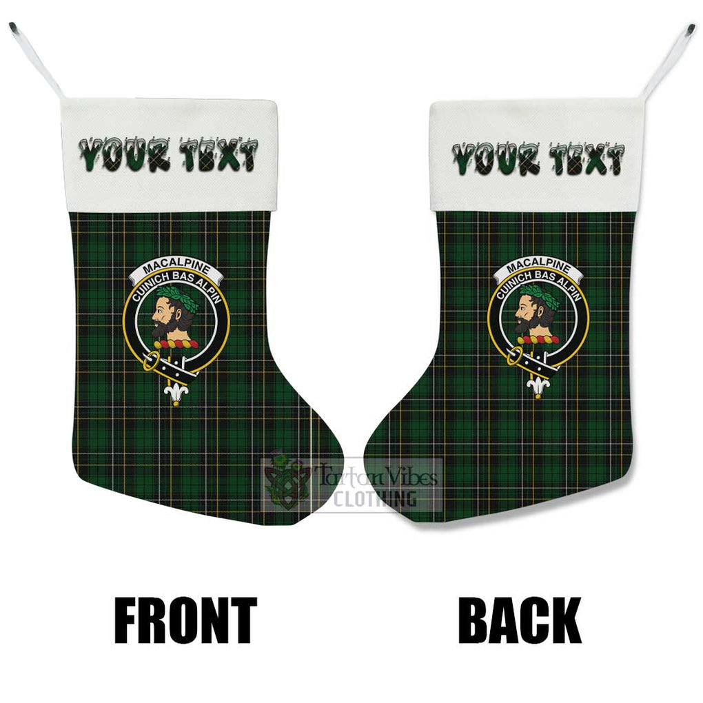 MacAlpine (MacAlpin) Tartan Family Crest Christmas Stocking with Personalized Text - Tartan Vibes Clothing