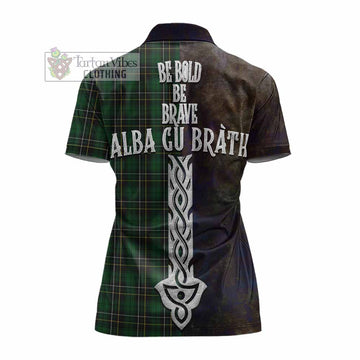 Tartan Vibes Clothing MacAlpine (MacAlpin) Tartan Family Crest Women's Polo Shirt Alba Gu Brath Be Brave Lion Ancient Style