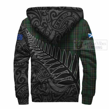 MacAlpine (MacAlpin) Crest Tartan Sherpa Hoodie with New Zealand Silver Fern Half Style - Tartan Vibes Clothing