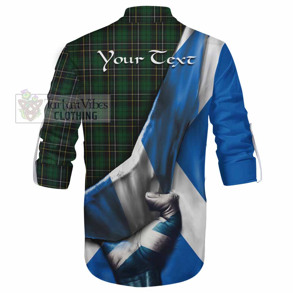 Tartan Vibes Clothing MacAlpine (MacAlpin) Tartan Ghillie Kilt Shirt with Family Crest Scotland Patriotic Style