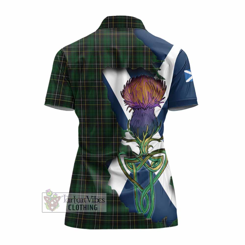 Tartan Vibes Clothing MacAlpine (MacAlpin) Tartan Family Crest Women's Polo Shirt Scottish Thistle Celtic Inspired
