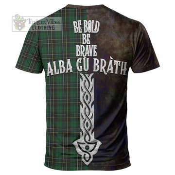 Tartan Vibes Clothing MacAlpine (MacAlpin) Tartan Family Crest T-Shirt Alba Gu Brath Be Brave Lion Ancient Style