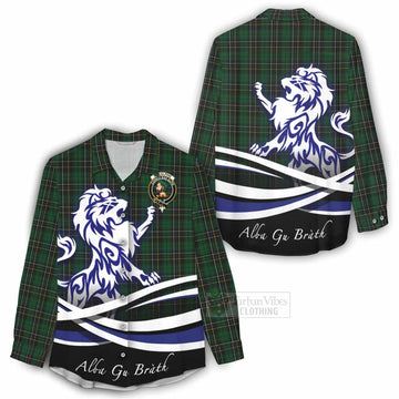 Tartan Vibes Clothing MacAlpine (MacAlpin) Tartan Women's Casual Shirt with Alba Gu Brath Regal Lion Emblem