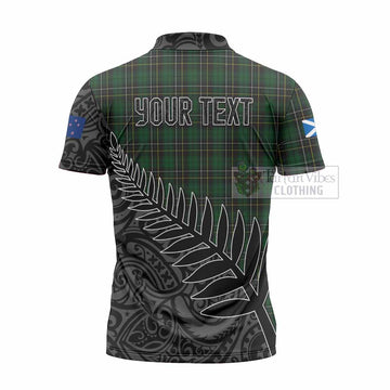 MacAlpine (MacAlpin) Crest Tartan Zipper Polo Shirt with New Zealand Silver Fern Half Style - Tartan Vibes Clothing