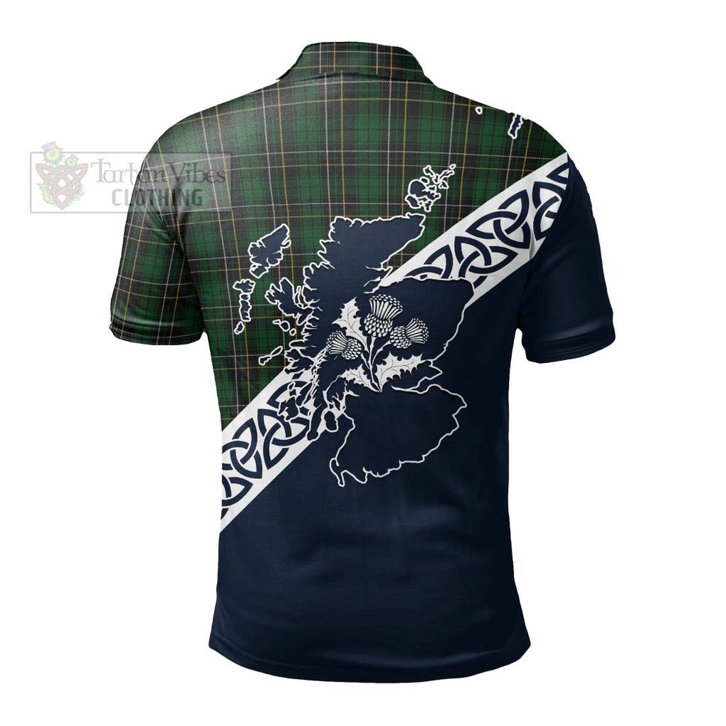 MacAlpine (MacAlpin) Tartan Polo Shirt Featuring Thistle and Scotland Map