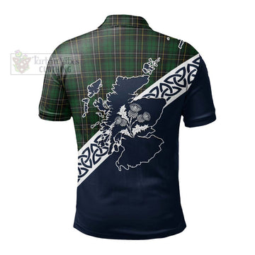MacAlpine (MacAlpin) Tartan Polo Shirt Featuring Thistle and Scotland Map