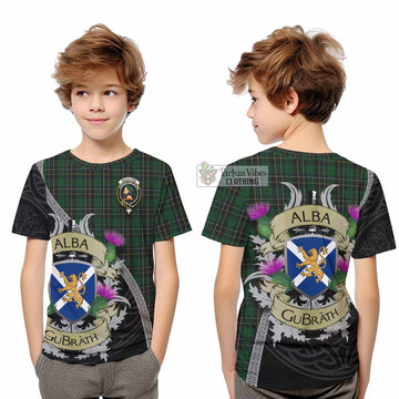Tartan Vibes Clothing MacAlpine (MacAlpin) Tartan Family Crest Kid T-Shirt Lion Rampant Royal Thistle Shield Celtic Inspired