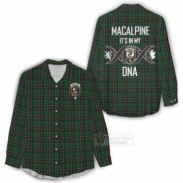 Tartan Vibes Clothing MacAlpine (MacAlpin) Tartan Women's Casual Shirt with Family Crest DNA In Me Style