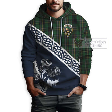 Tartan Vibes Clothing MacAlpine (MacAlpin) Tartan Hoodie Featuring Thistle and Scotland Map