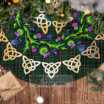 Tartan Vibes Clothing MacAlpine (MacAlpin) Tartan Christmas Tree Skirt with Thistle Celtic Knot Style