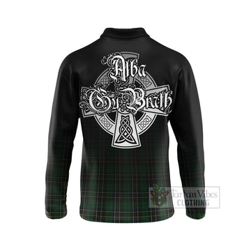 Tartan Vibes Clothing MacAlpine (MacAlpin) Tartan Long Sleeve Polo Shirt Featuring Alba Gu Brath Family Crest Celtic Inspired