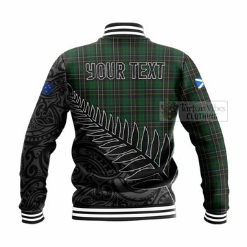 Tartan Vibes Clothing MacAlpine (MacAlpin) Crest Tartan Baseball Jacket with New Zealand Silver Fern Half Style