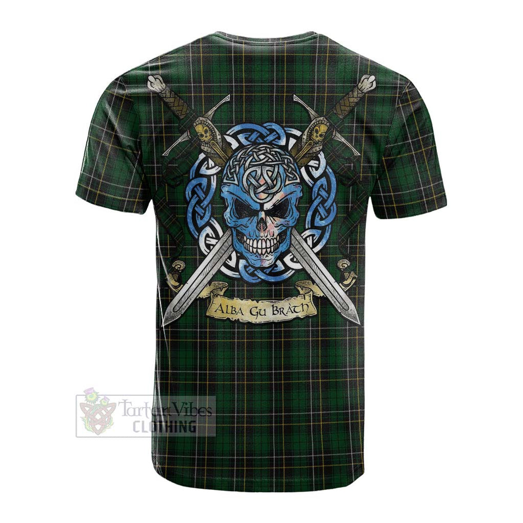 MacAlpine (MacAlpin) Tartan Cotton T-shirt with Family Crest Celtic Skull Style Men's Shirt - Tartan Vibes Clothing