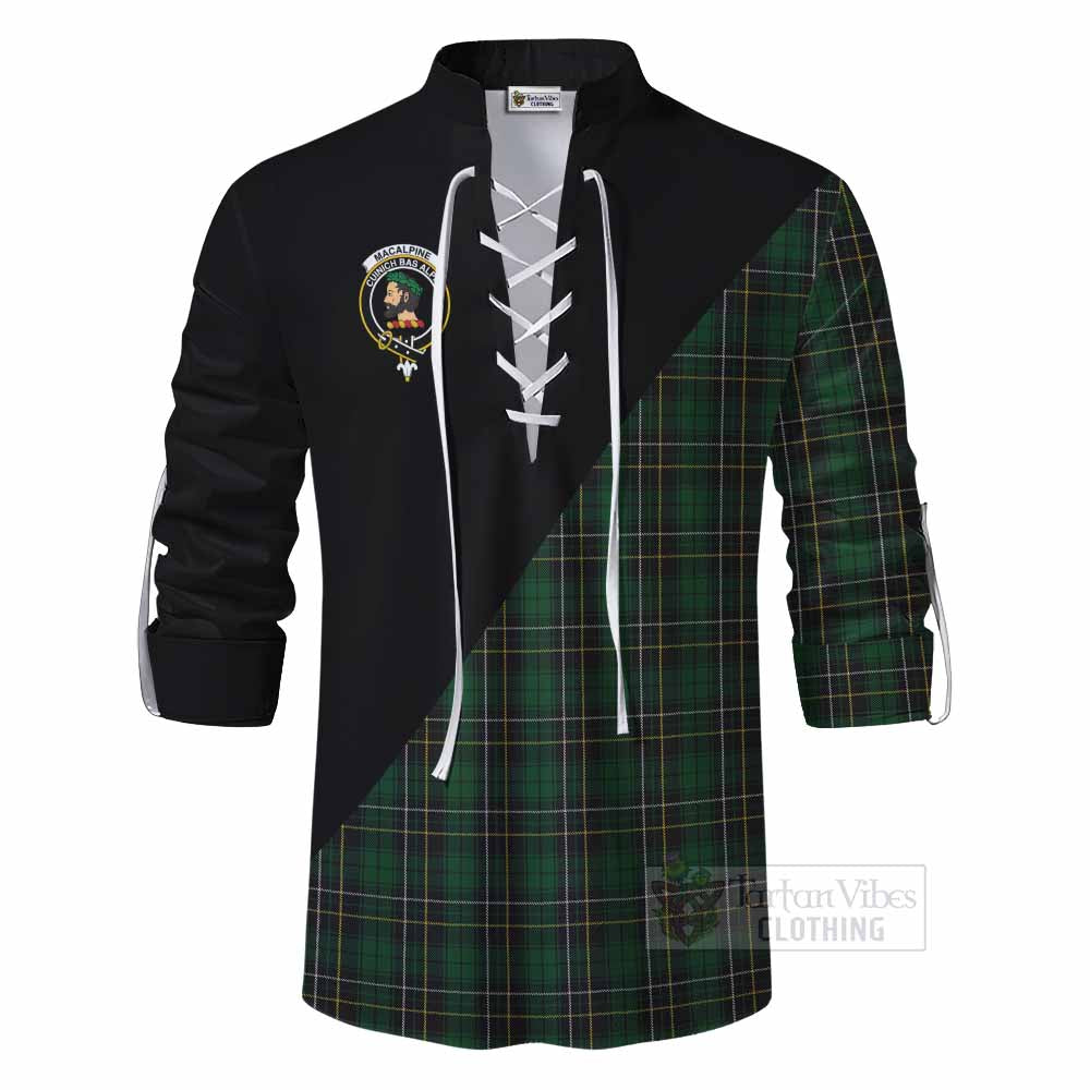 Tartan Vibes Clothing MacAlpine (MacAlpin) Tartan Ghillie Kilt Shirt with Family Crest and Military Logo Style