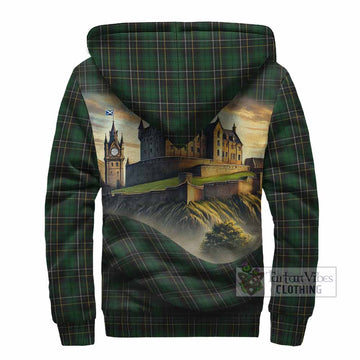 Tartan Vibes Clothing MacAlpine (MacAlpin) Tartan Family Crest Sherpa Hoodie with Scottish Ancient Castle Style