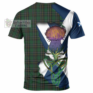 Tartan Vibes Clothing MacAlpine (MacAlpin) Tartan Family Crest T-Shirt Scottish Thistle Celtic Inspired