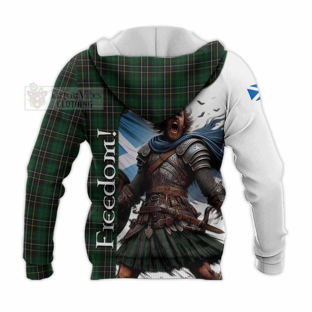 Tartan Vibes Clothing MacAlpine (MacAlpin) Crest Tartan Knitted Hoodie Inspired by the Freedom of Scottish Warrior