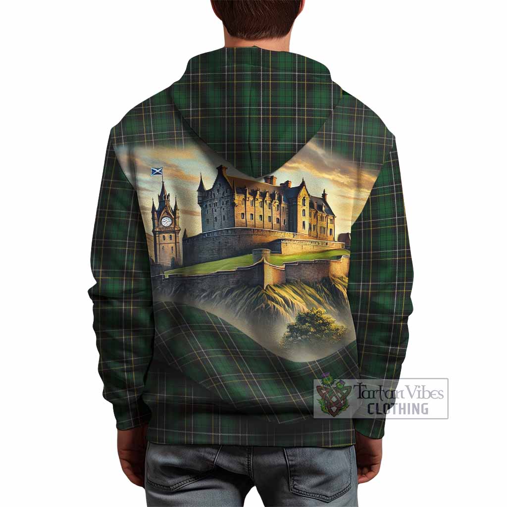 Tartan Vibes Clothing MacAlpine (MacAlpin) Tartan Family Crest Hoodie with Scottish Ancient Castle Style