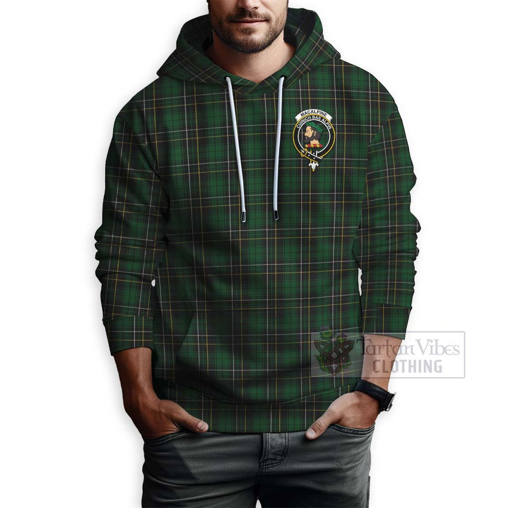 Tartan Vibes Clothing MacAlpine (MacAlpin) Tartan Hoodie with Family Crest Celtic Skull Style