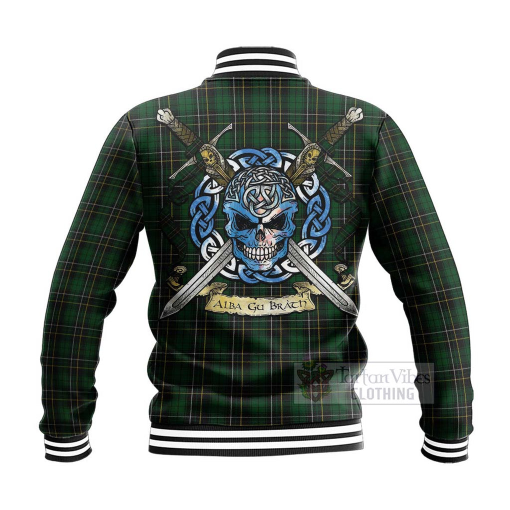 MacAlpine (MacAlpin) Tartan Baseball Jacket with Family Crest Celtic Skull Style - Tartan Vibes Clothing