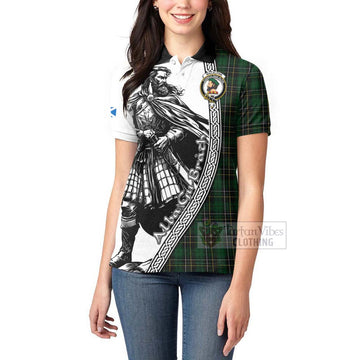 MacAlpine (MacAlpin) Tartan Clan Crest Women's Polo Shirt with Highlander Warrior Celtic Style - Tartan Vibes Clothing