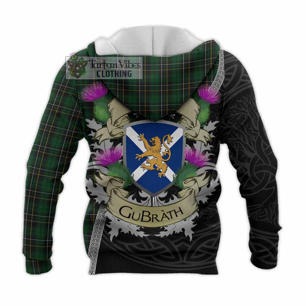 Tartan Vibes Clothing MacAlpine (MacAlpin) Tartan Family Crest Knitted Hoodie Lion Rampant Royal Thistle Shield Celtic Inspired