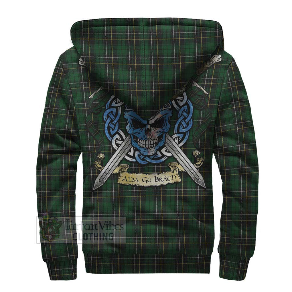 Tartan Vibes Clothing MacAlpine (MacAlpin) Tartan Sherpa Hoodie with Family Crest Celtic Skull Style