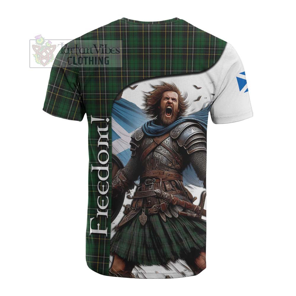 Tartan Vibes Clothing MacAlpine (MacAlpin) Crest Tartan Cotton T-shirt Inspired by the Freedom of Scottish Warrior