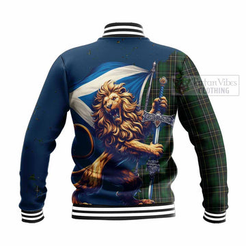 MacAlpine (MacAlpin) Tartan Family Crest Baseball Jacket with Scottish Majestic Lion - Tartan Vibes Clothing