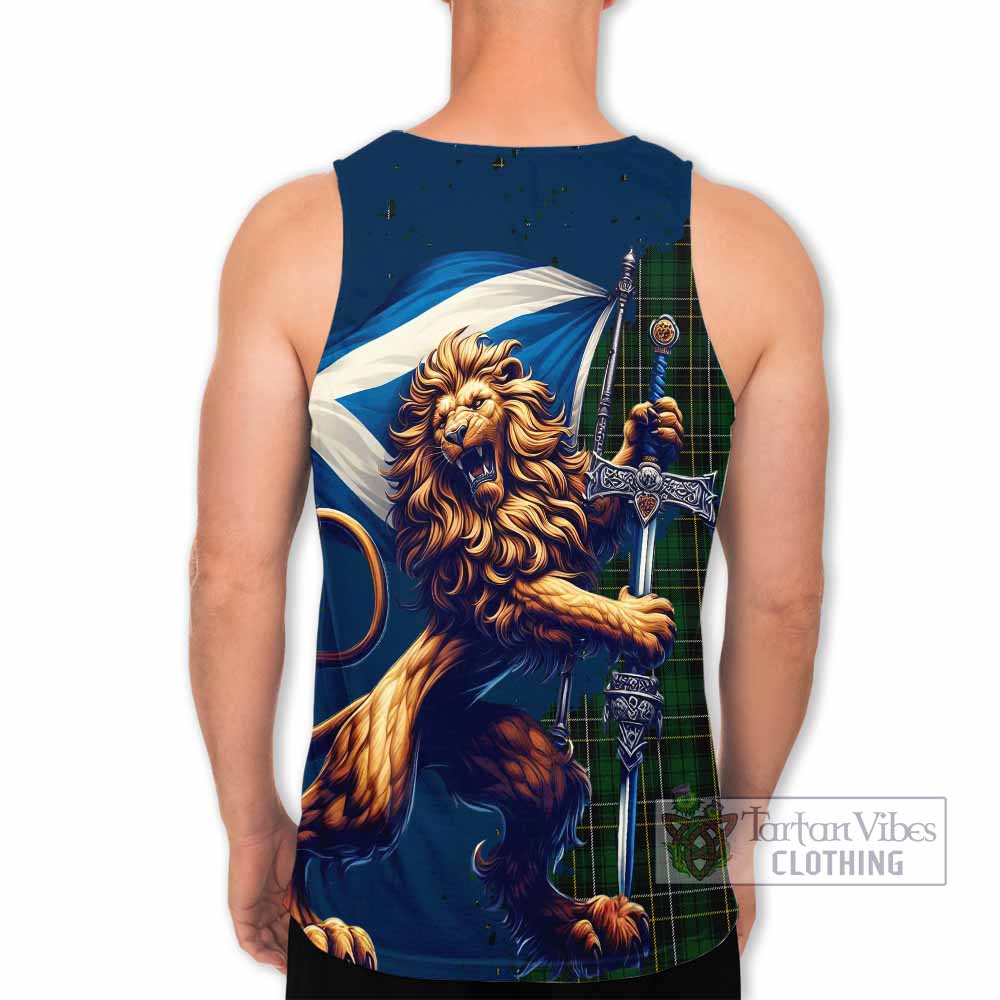Tartan Vibes Clothing MacAlpine (MacAlpin) Tartan Family Crest Men's Tank Top with Scottish Majestic Lion