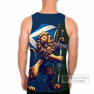 Tartan Vibes Clothing MacAlpine (MacAlpin) Tartan Family Crest Men's Tank Top with Scottish Majestic Lion