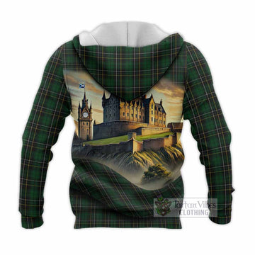 Tartan Vibes Clothing MacAlpine (MacAlpin) Tartan Family Crest Knitted Hoodie with Scottish Ancient Castle Style