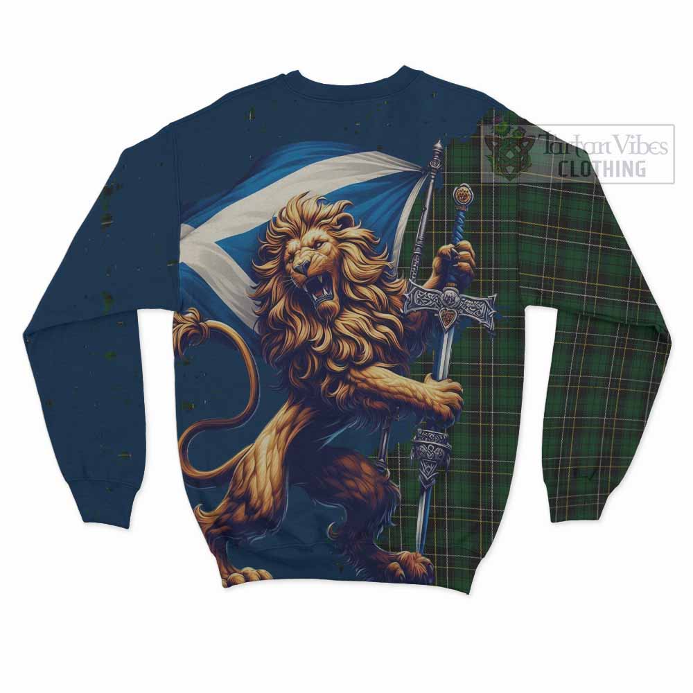 Tartan Vibes Clothing MacAlpine (MacAlpin) Tartan Family Crest Sweatshirt with Scottish Majestic Lion