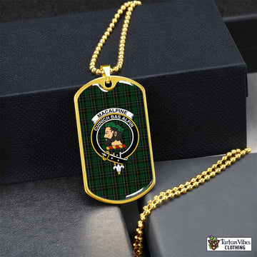 MacAlpine (MacAlpin) Tartan Dog Tag Necklace with Family Crest Gold No - Tartan Vibes Clothing