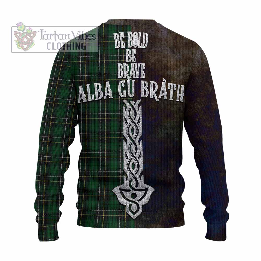 Tartan Vibes Clothing MacAlpine (MacAlpin) Tartan Family Crest Knitted Sweater Alba Gu Brath Be Brave Lion Ancient Style