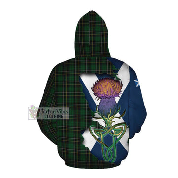 Tartan Vibes Clothing MacAlpine (MacAlpin) Tartan Family Crest Cotton Hoodie Scottish Thistle Celtic Inspired