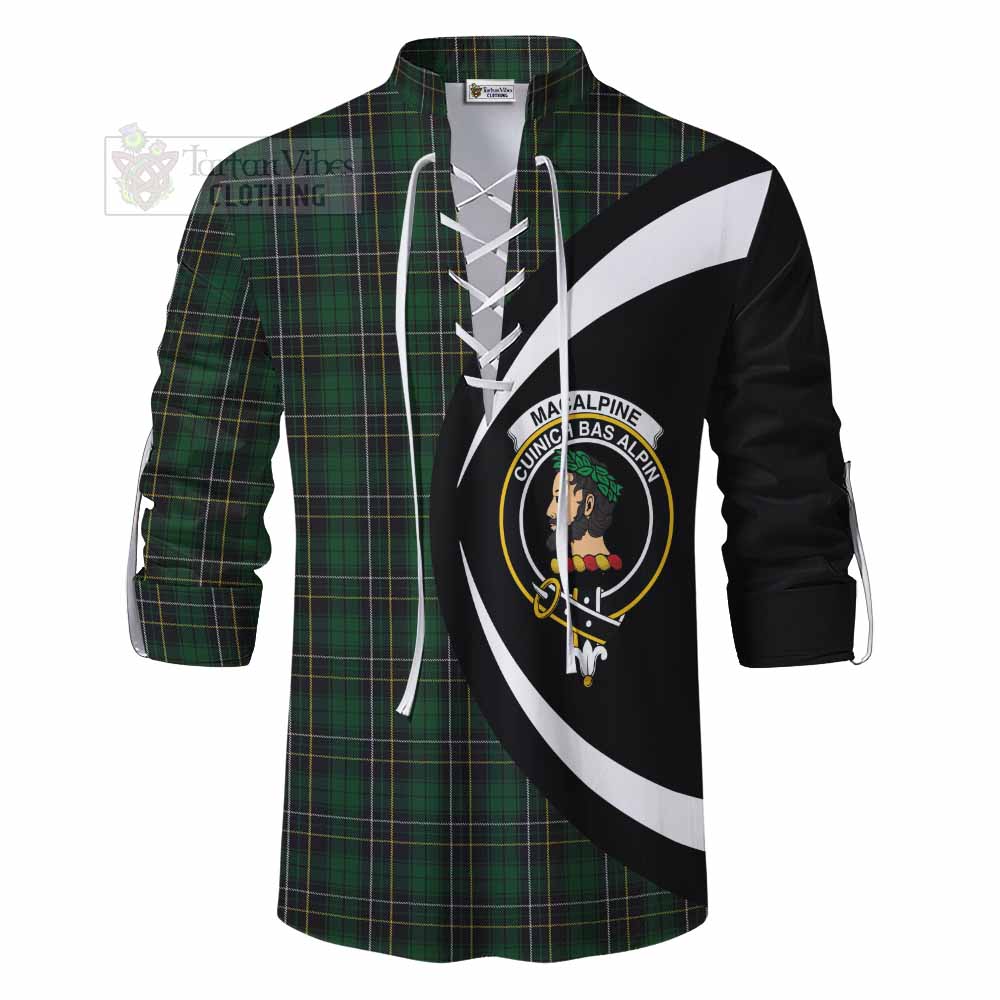 Tartan Vibes Clothing MacAlpine (MacAlpin) Tartan Ghillie Kilt Shirt with Family Crest Circle Style
