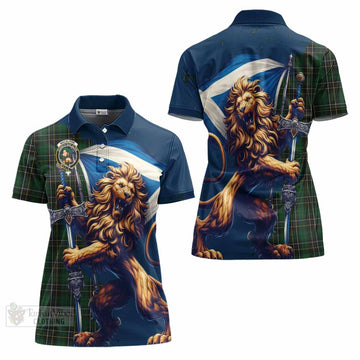 Tartan Vibes Clothing MacAlpine (MacAlpin) Tartan Family Crest Women's Polo Shirt with Scottish Majestic Lion
