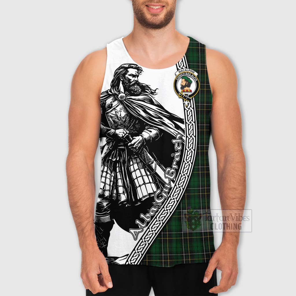 MacAlpine (MacAlpin) Tartan Clan Crest Men's Tank Top with Highlander Warrior Celtic Style - Tartan Vibes Clothing