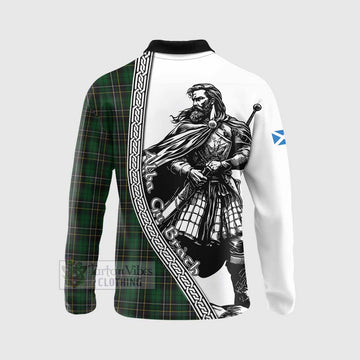 MacAlpine (MacAlpin) Tartan Clan Crest Long Sleeve Polo Shirt with Highlander Warrior Celtic Style - Tartan Vibes Clothing