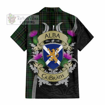 Tartan Vibes Clothing MacAlpine (MacAlpin) Tartan Family Crest Short Sleeve Button Shirt Lion Rampant Royal Thistle Shield Celtic Inspired