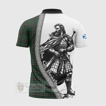 MacAlpine (MacAlpin) Tartan Clan Crest Zipper Polo Shirt with Highlander Warrior Celtic Style - Tartan Vibes Clothing