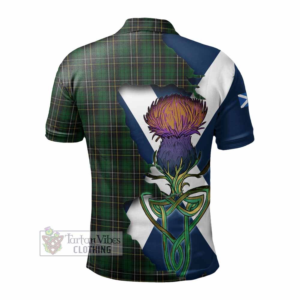 Tartan Vibes Clothing MacAlpine (MacAlpin) Tartan Family Crest Polo Shirt Scottish Thistle Celtic Inspired