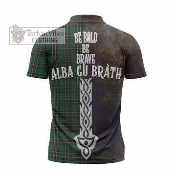 Tartan Vibes Clothing MacAlpine (MacAlpin) Tartan Family Crest Zipper Polo Shirt Alba Gu Brath Be Brave Lion Ancient Style