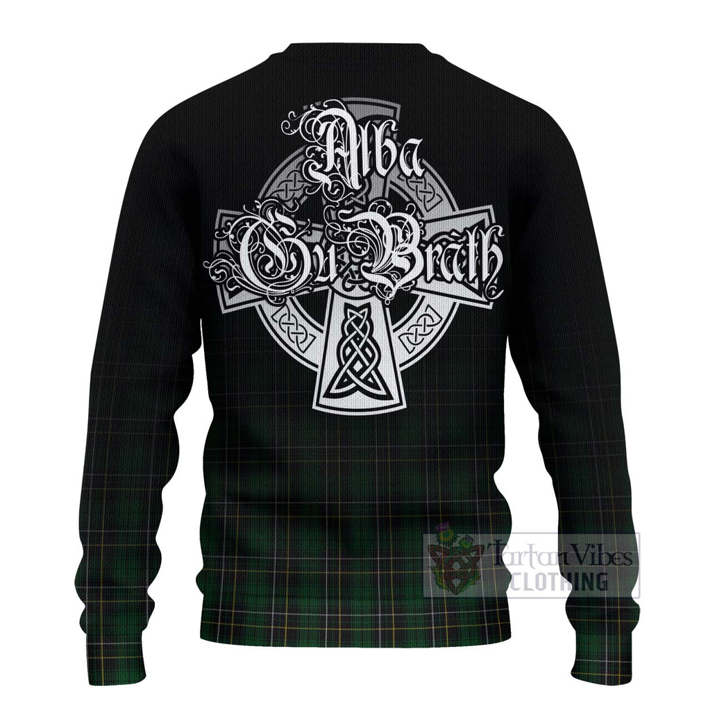 Tartan Vibes Clothing MacAlpine (MacAlpin) Tartan Knitted Sweater Featuring Alba Gu Brath Family Crest Celtic Inspired