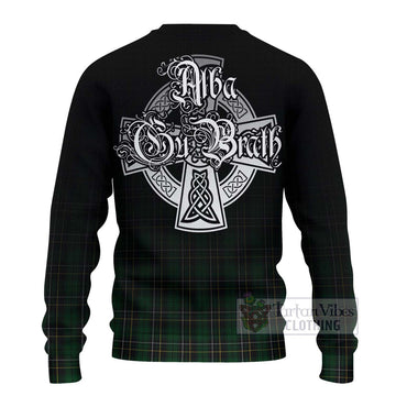 Tartan Vibes Clothing MacAlpine (MacAlpin) Tartan Knitted Sweater Featuring Alba Gu Brath Family Crest Celtic Inspired
