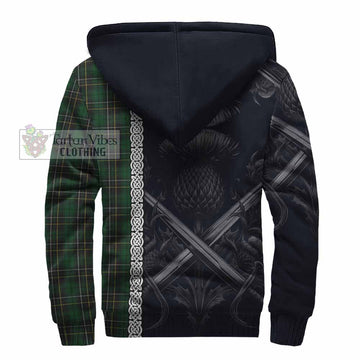 Tartan Vibes Clothing MacAlpine (MacAlpin) Tartan Sherpa Hoodie with Family Crest Cross Sword Thistle Celtic Vibes